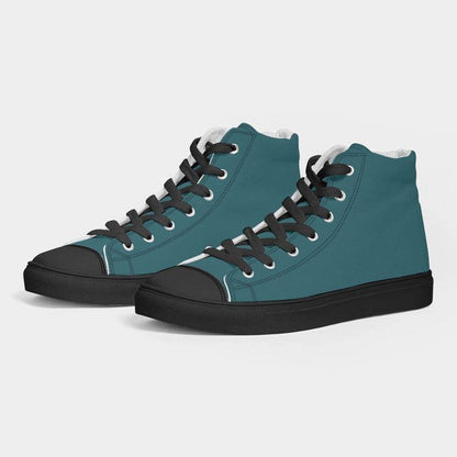 Dark Cyan Men's High-Top Canvas Sneakers (C-MU-DA) - Side 3