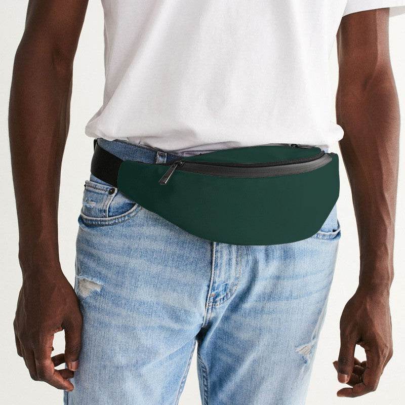Dark Fully-Muted Blue-Green Belt Bag (BG-FM-DA) - Man Front CloseUp