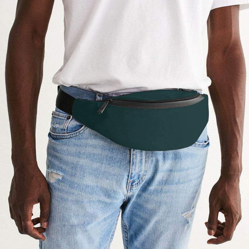 Dark Fully-Muted Blue-Green Belt Bag (CBG2-FM-DA) - Man Front CloseUp
