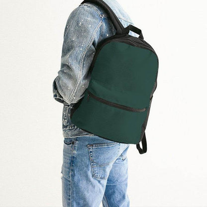 Dark Fully-Muted Blue-Green Canvas Backpack (BG-FM-DA) - Man Back CloseUp