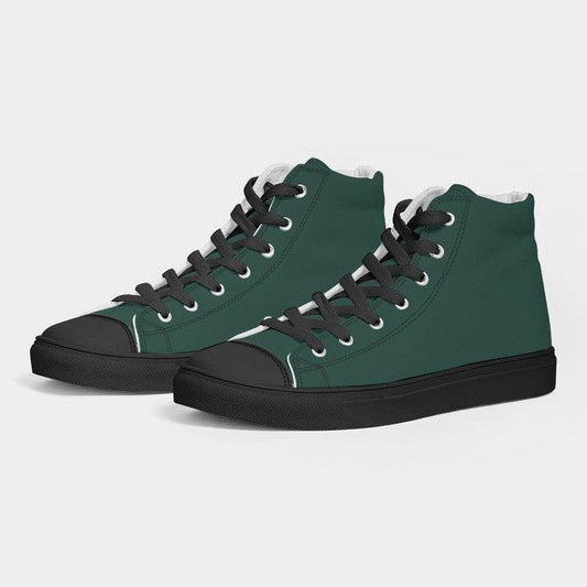 Dark Fully-Muted Blue-Green Men's High-Top Canvas Sneakers (BG-FM-DA) - Side 3
