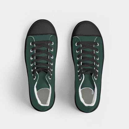 Dark Fully-Muted Blue-Green Women's High-Top Canvas Sneakers (BG-FM-DA) - Top