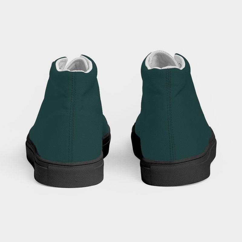 Dark Fully-Muted Blue-Green Women's High-Top Canvas Sneakers (CBG2-FM-DA) - Back