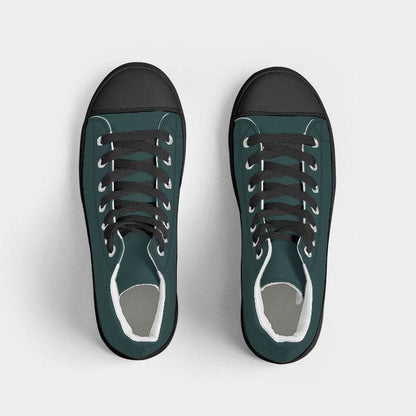 Dark Fully-Muted Blue-Green Women's High-Top Canvas Sneakers (CBG2-FM-DA) - Top