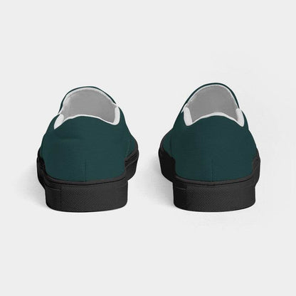 Dark Fully-Muted Blue-Green Women's Slip-On Canvas Sneakers (CBG2-FM-DA) - Back