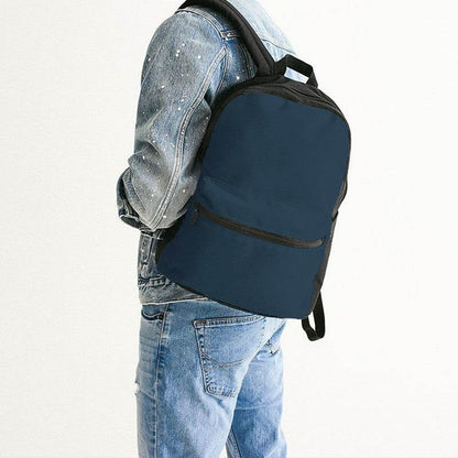 Dark Fully-Muted Blue Canvas Backpack (B-FM-DA) - Man Back CloseUp