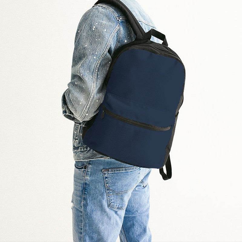 Dark Fully-Muted Blue Canvas Backpack (IB2-FM-DA) - Man Back CloseUp