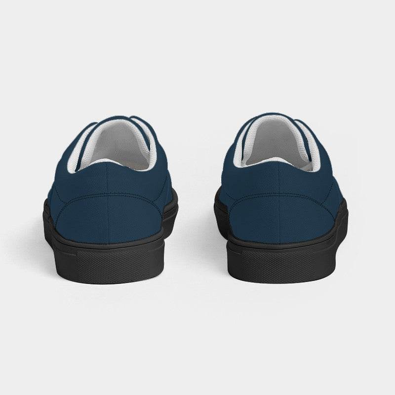 Dark Fully-Muted Blue Men's Canvas Sneakers (B-FM-DA) - Back