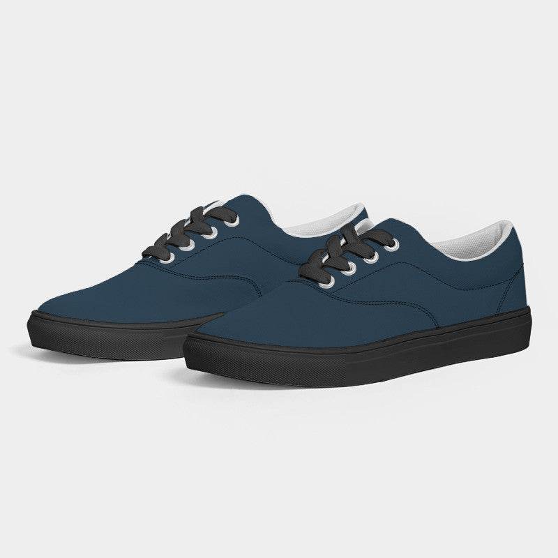 Dark Fully-Muted Blue Men's Canvas Sneakers (B-FM-DA) - Side 3