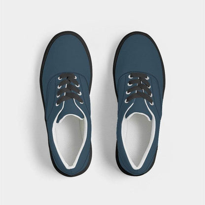 Dark Fully-Muted Blue Men's Canvas Sneakers (B-FM-DA) - Top