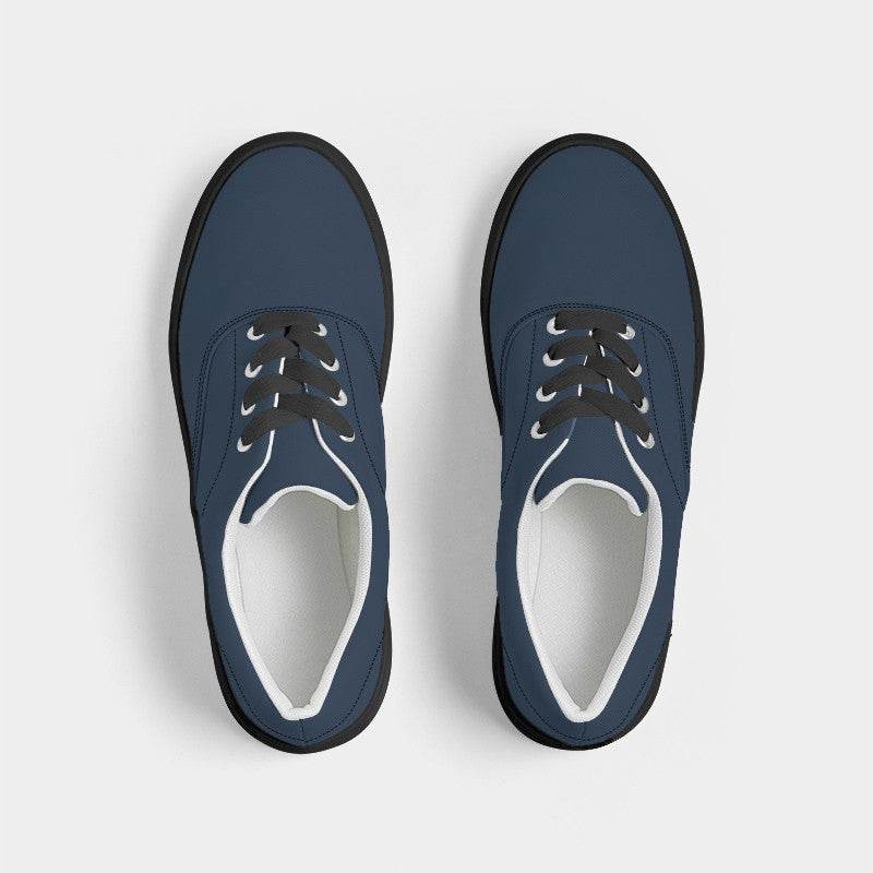 Dark Fully-Muted Blue Men's Canvas Sneakers (IB2-FM-DA) - Top