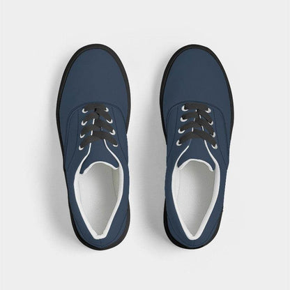 Dark Fully-Muted Blue Men's Canvas Sneakers (IB2-FM-DA) - Top