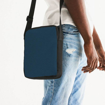 Dark Fully-Muted Blue Messenger Pouch (B-FM-DA) - Man Side CloseUp