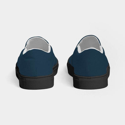 Dark Fully-Muted Blue Women's Slip-On Canvas Sneakers (B-FM-DA) - Back