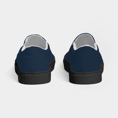 Dark Fully-Muted Blue Women's Slip-On Canvas Sneakers (IB2-FM-DA) - Back