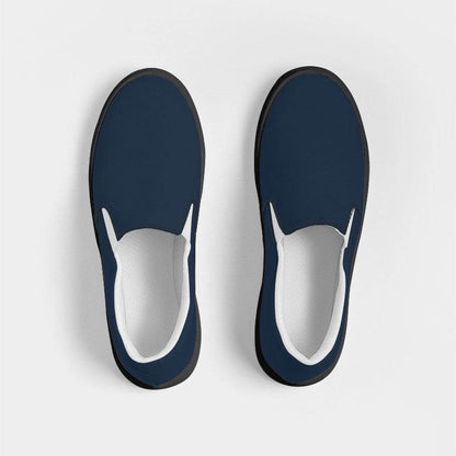 Dark Fully-Muted Blue Women's Slip-On Canvas Sneakers (IB2-FM-DA) - Top