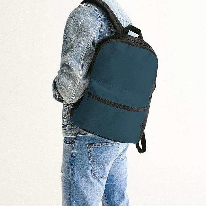Dark Fully-Muted Cyan Canvas Backpack (BC2-FM-DA) - Man Back CloseUp
