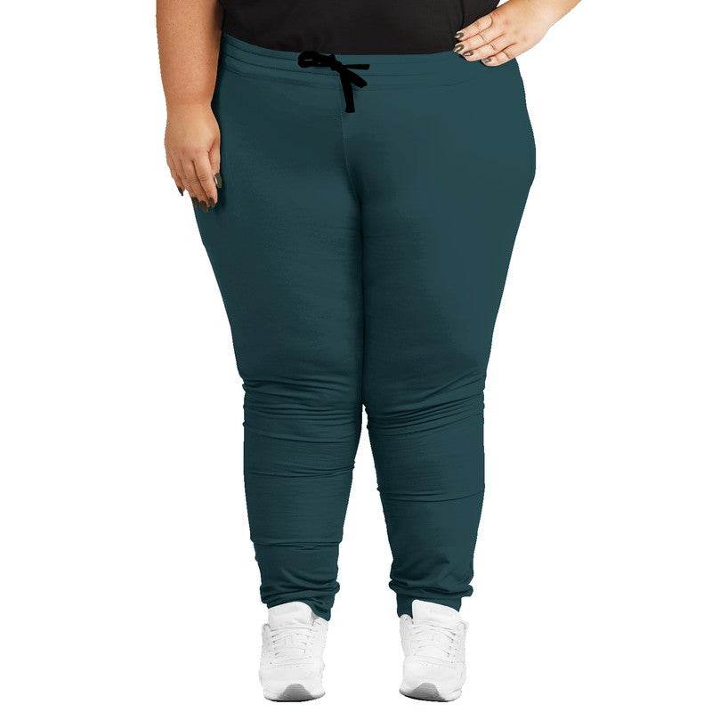 Dark Fully-Muted Cyan Joggers PLUS (C-FM-DA) - Woman Front PLUS