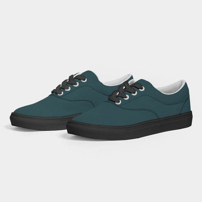 Dark Fully-Muted Cyan Men's Canvas Sneakers (C-FM-DA) - Side 3