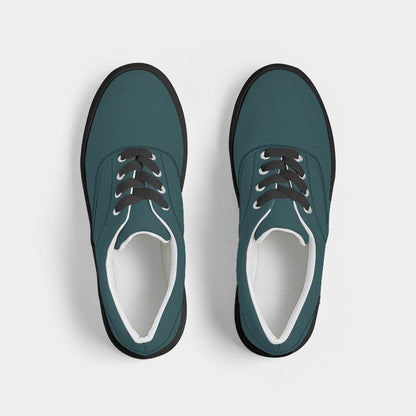 Dark Fully-Muted Cyan Men's Canvas Sneakers (C-FM-DA) - Top