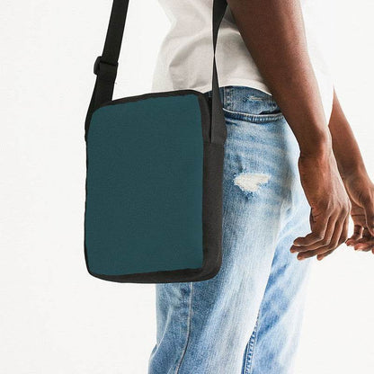 Dark Fully-Muted Cyan Messenger Pouch (C-FM-DA) - Man Side CloseUp