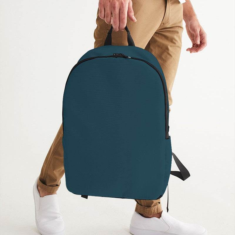 Dark Fully-Muted Cyan Waterproof Backpack (BC2-FM-DA) - Man Holding CloseUp