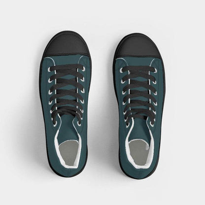 Dark Fully-Muted Cyan Women's High-Top Canvas Sneakers (C-FM-DA) - Top