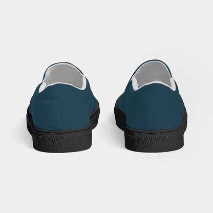 Dark Fully-Muted Cyan Women's Slip-On Canvas Sneakers (BC2-FM-DA) - Back