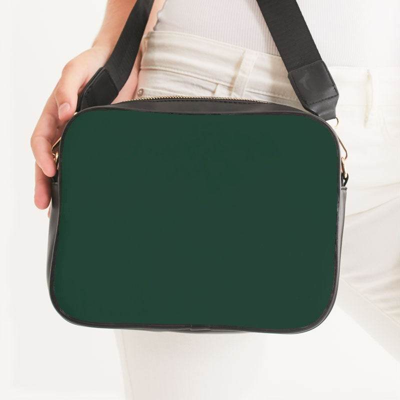 Dark Fully-Muted Green Crossbody Bag (BGG2-FM-DA) - Woman Front CloseUp