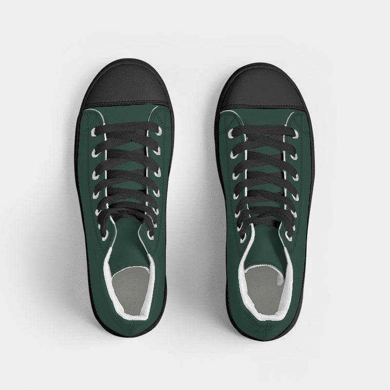 Dark Fully-Muted Green Women's High-Top Canvas Sneakers (BGG2-FM-DA) - Top
