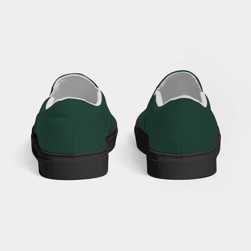 Dark Fully-Muted Green Women's Slip-On Canvas Sneakers (BGG2-FM-DA) - Back