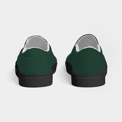 Dark Fully-Muted Green Women's Slip-On Canvas Sneakers (BGG2-FM-DA) - Back