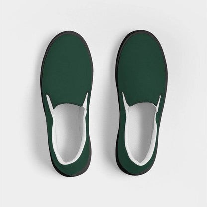Dark Fully-Muted Green Women's Slip-On Canvas Sneakers (BGG2-FM-DA) - Top