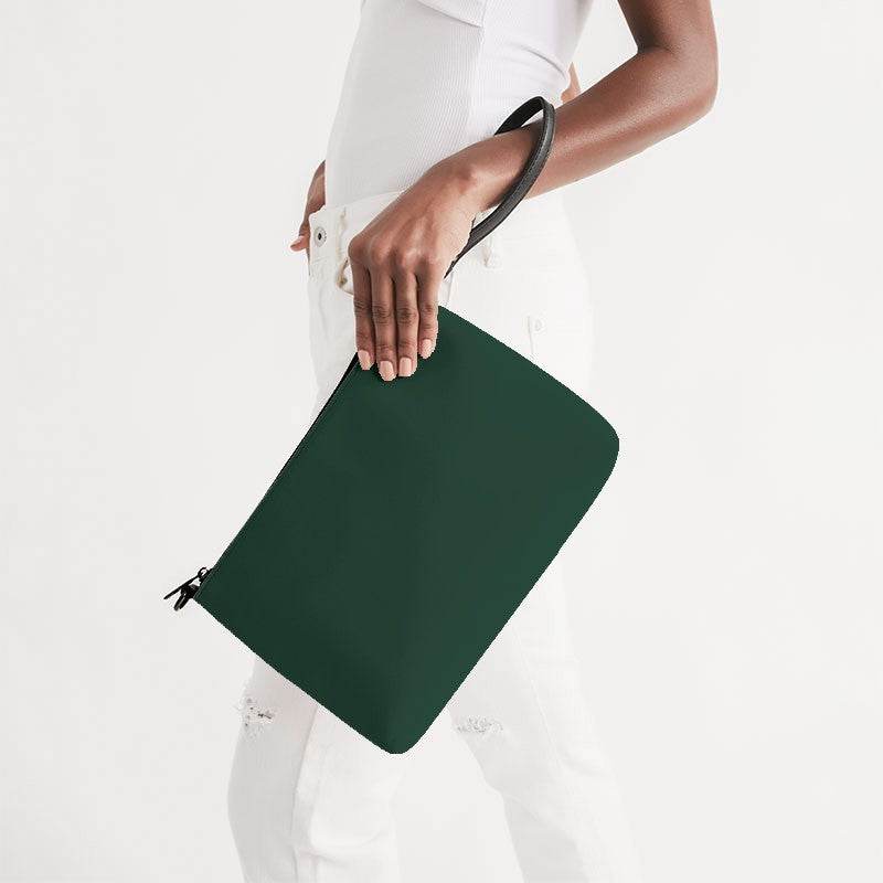 Dark Fully-Muted Green Zip Pouch (BGG2-FM-DA) - Side Holding