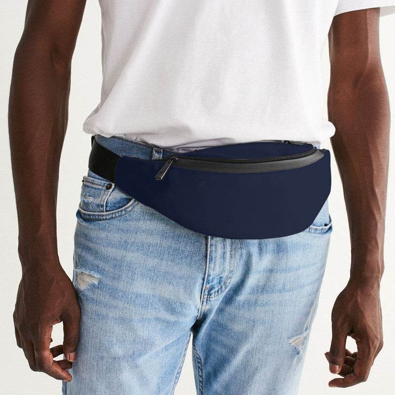 Dark Fully-Muted Indigo Belt Bag (I-FM-DA) - Man Front CloseUp