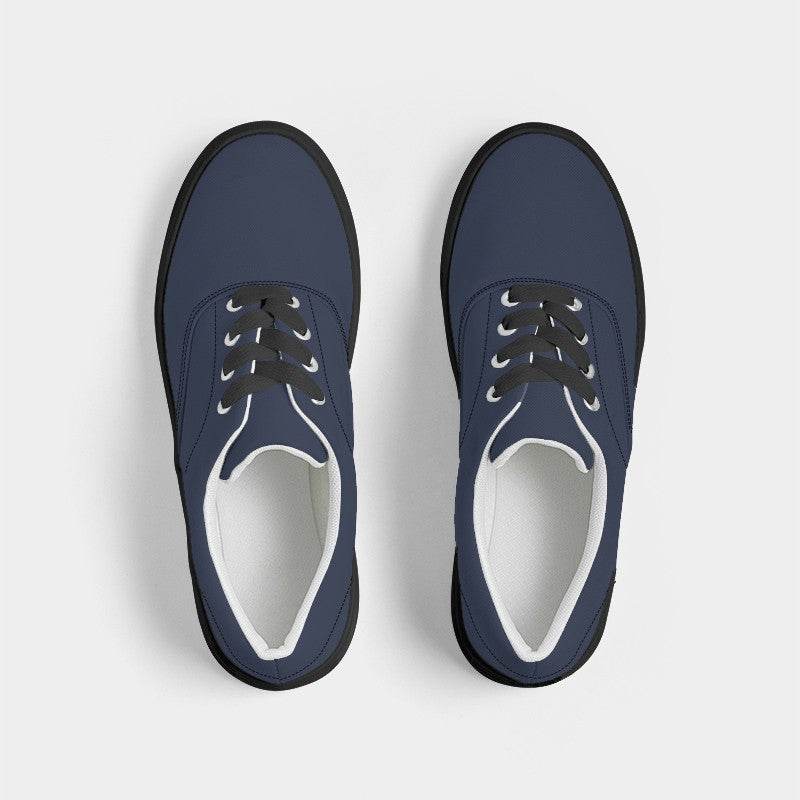 Dark Fully-Muted Indigo Men's Canvas Sneakers (I-FM-DA) - Top
