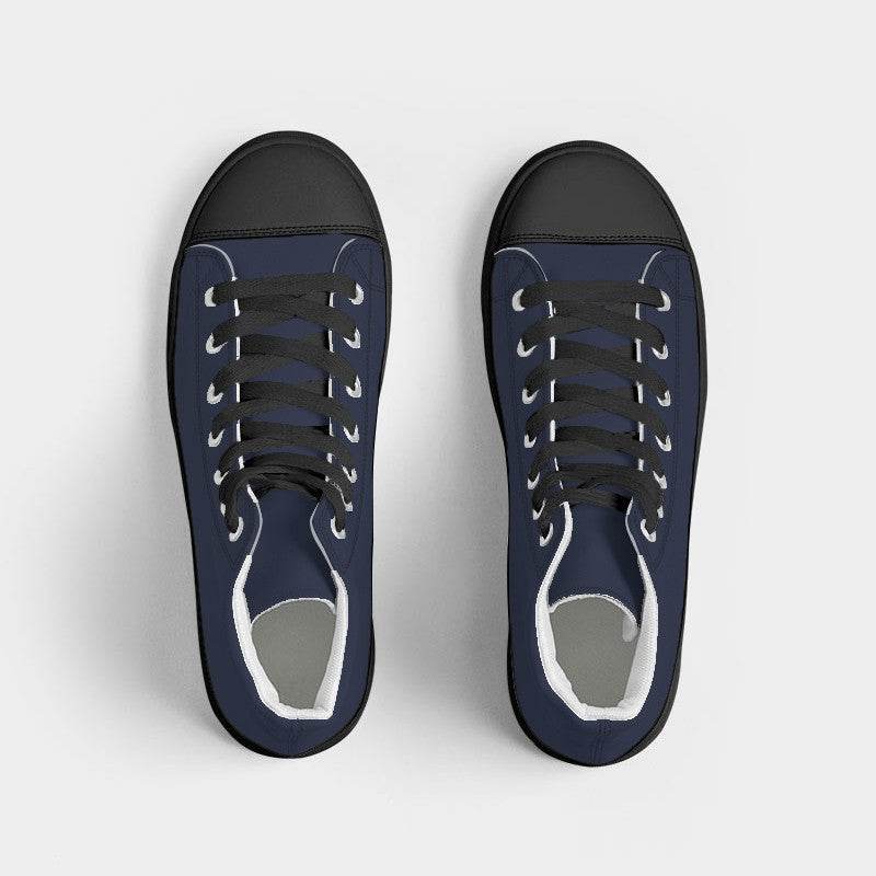 Dark Fully-Muted Indigo Women's High-Top Canvas Sneakers (I-FM-DA) - Top
