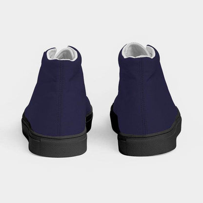 Dark Fully-Muted Indigo Women's High-Top Canvas Sneakers (PUI2-FM-DA) - Back