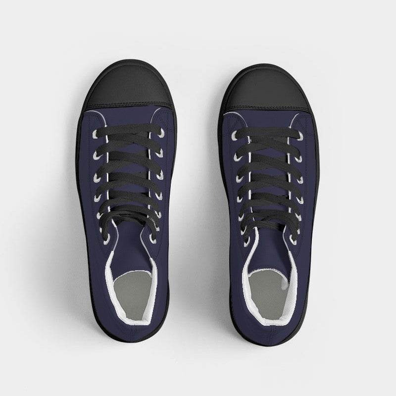 Dark Fully-Muted Indigo Women's High-Top Canvas Sneakers (PUI2-FM-DA) - Top