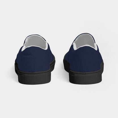 Dark Fully-Muted Indigo Women's Slip-On Canvas Sneakers (I-FM-DA) - Back