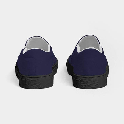 Dark Fully-Muted Indigo Women's Slip-On Canvas Sneakers (PUI2-FM-DA) - Back