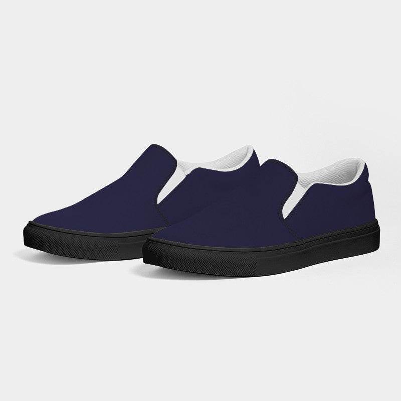 Dark Fully-Muted Indigo Women's Slip-On Canvas Sneakers (PUI2-FM-DA) - Side 3