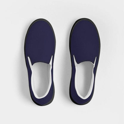 Dark Fully-Muted Indigo Women's Slip-On Canvas Sneakers (PUI2-FM-DA) - Top