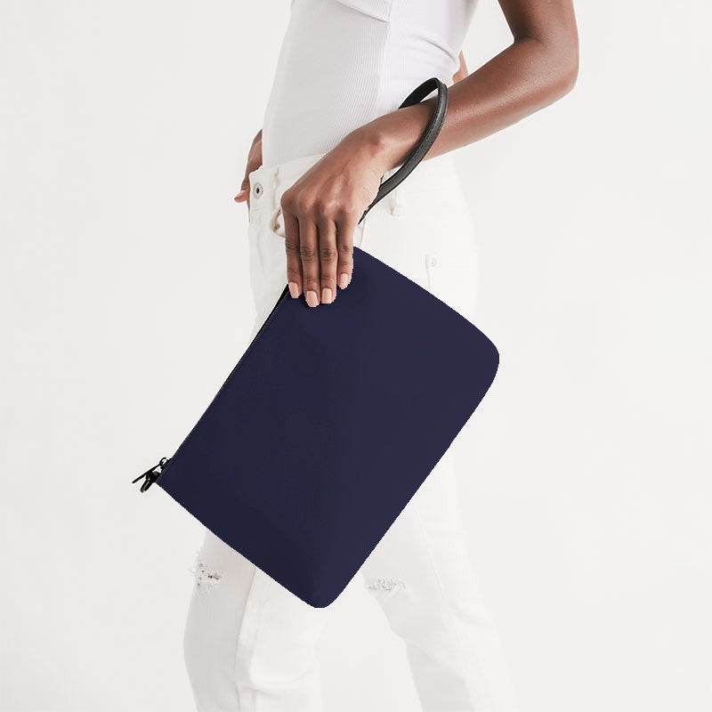 Dark Fully-Muted Indigo Zip Pouch (PUI2-FM-DA) - Side Holding