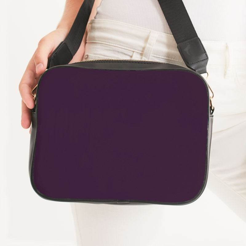 Dark Fully-Muted Magenta Crossbody Bag (M-FM-DA) - Woman Front CloseUp