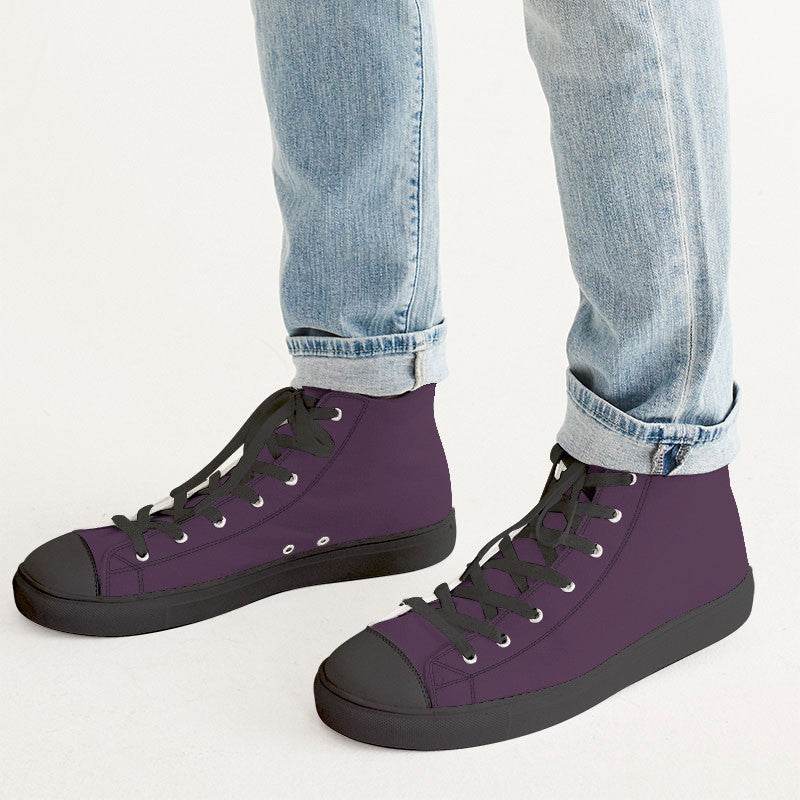Dark Fully-Muted Magenta Men's High-Top Canvas Sneakers (M-FM-DA) - Man CloseUp