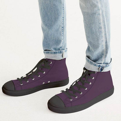 Dark Fully-Muted Magenta Men's High-Top Canvas Sneakers (M-FM-DA) - Man CloseUp