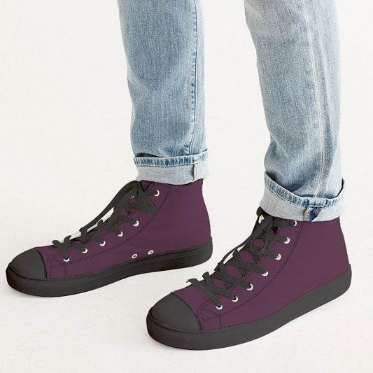 Dark Fully-Muted Magenta Men's High-Top Canvas Sneakers (PIM2-FM-DA) - Man CloseUp