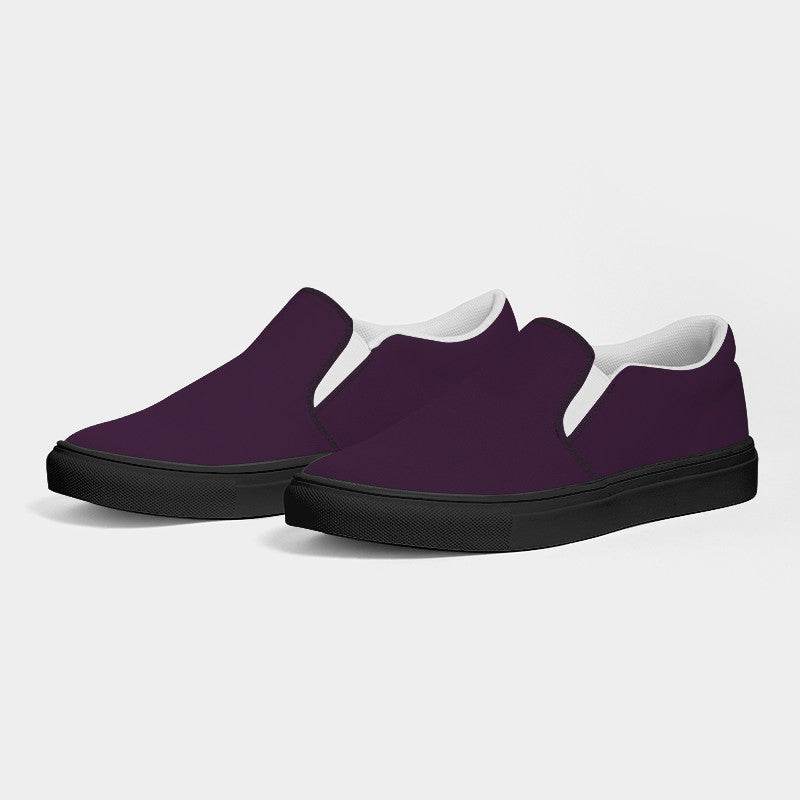 Dark Fully-Muted Magenta Men's Slip-On Canvas Sneakers (M-FM-DA) - Side 3