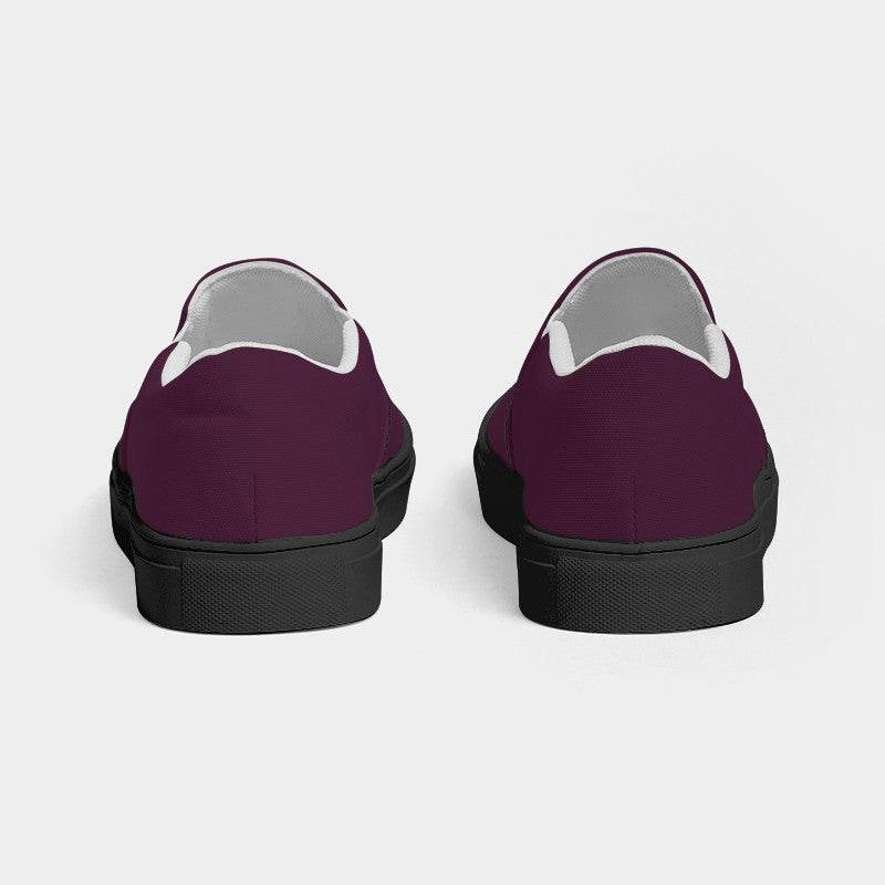 Dark Fully-Muted Magenta Men's Slip-On Canvas Sneakers (PIM2-FM-DA) - Back